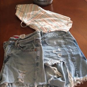 2 distressed shorts & a halter crop top Bundle